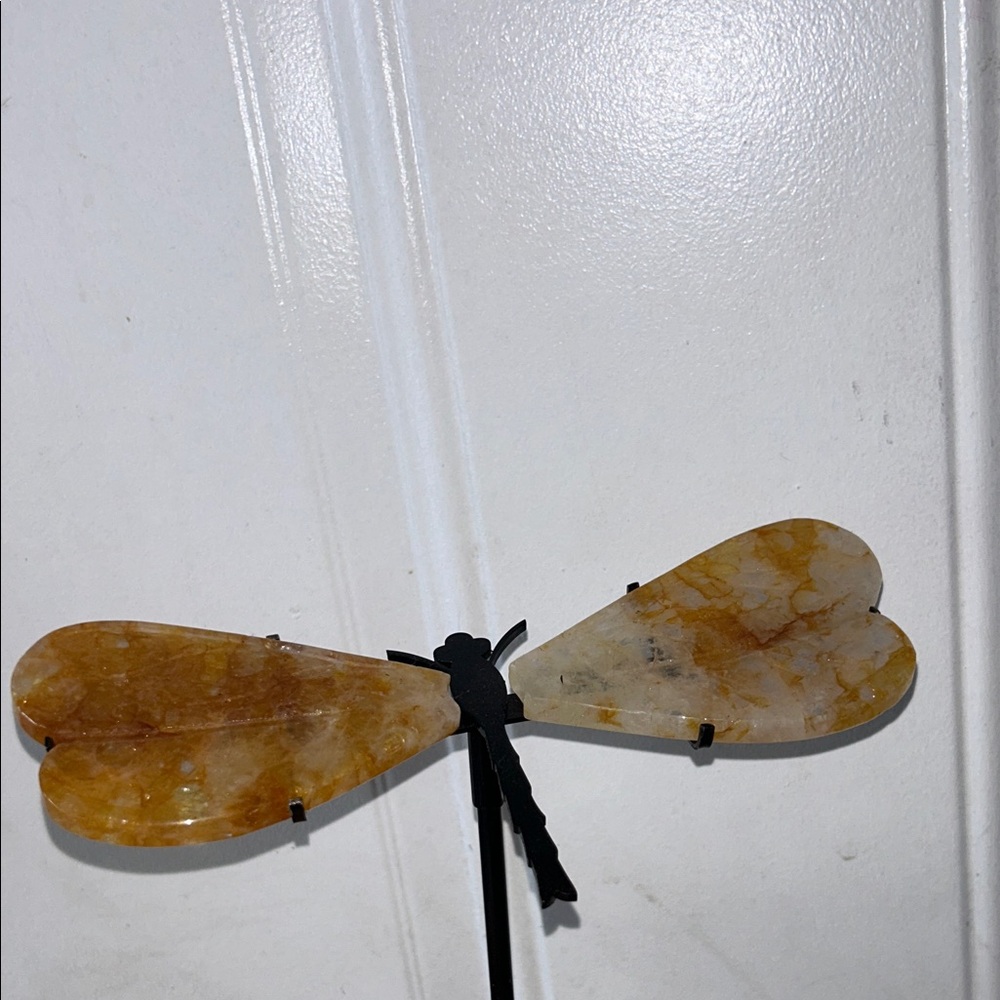 Decorative Dragonfly Golden Healer crystal carving
